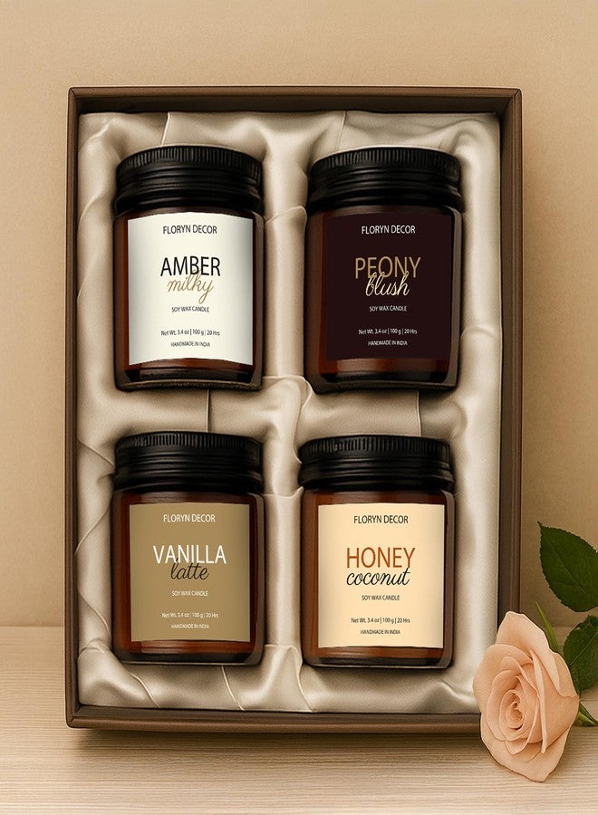 Floryn Decor Scented Soy Wax Candles Gift Set with Gift Box | 4 Premium Aromatherapy Candles with Natural Essential Oils | Long-Lasting 45-50 Hours Burn | Perfect for Gifting - Image 1